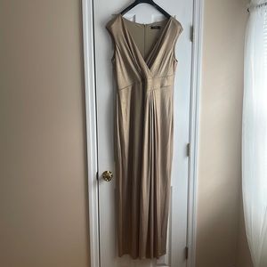 Ralph Lauren Foil-Print Jersey Surplice Gown